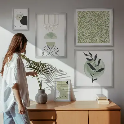 Galeria obrazów na ścianę abstrakcyjne geometryczne rośliny