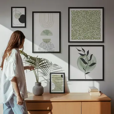 Galeria obrazów na ścianę abstrakcyjne geometryczne rośliny