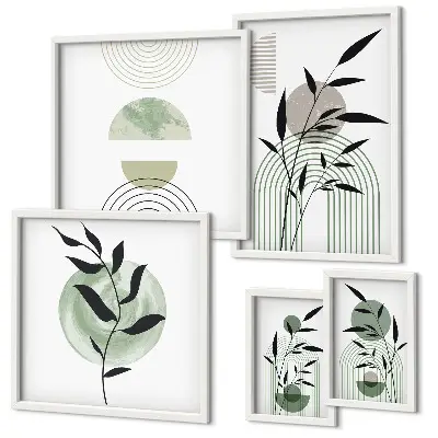 Zestaw obrazów w ramie do galerii ściennej Stylowe roślinne grafiki