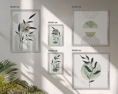 Zestaw obrazów w ramie do galerii ściennej stylowe grafiki z motywem roślinnym