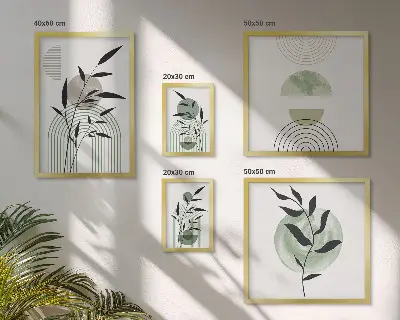 Zestaw obrazów w ramie do galerii ściennej stylowe grafiki z motywem roślinnym
