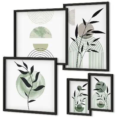 Zestaw obrazów w ramie do galerii ściennej stylowe grafiki z motywem roślinnym