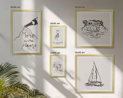 Zestaw 5 obrazów w ramie stylowe grafiki z motywem wina do relaksu