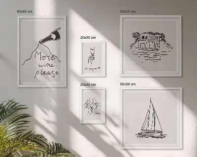 Zestaw 5 obrazów w ramie stylowe grafiki z motywem wina do relaksu