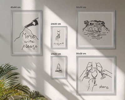 Dekoracja ścienna zestaw obrazów Stylowe ilustracje wina toast