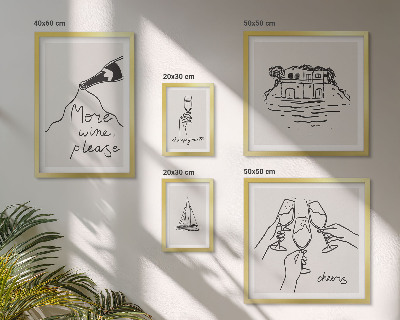Dekoracja ścienna zestaw obrazów Stylowe ilustracje wina toast