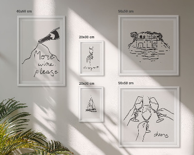 Dekoracja ścienna zestaw obrazów Stylowe ilustracje wina toast