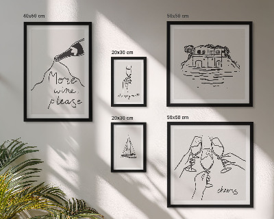 Dekoracja ścienna zestaw obrazów Stylowe ilustracje wina toast