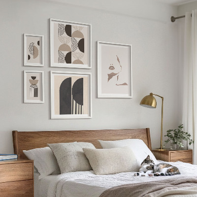 Zestaw obrazów w ramie do galerii ściennej Stylowe portrety geometryczne