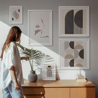 Zestaw obrazów w ramie do galerii ściennej Stylowe portrety geometryczne
