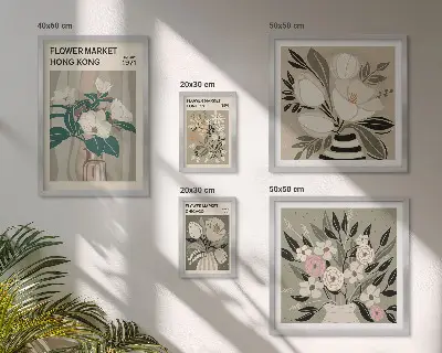 Zestaw obrazów dekoracja ścienna w stylu kwiatowych targów retro vintage