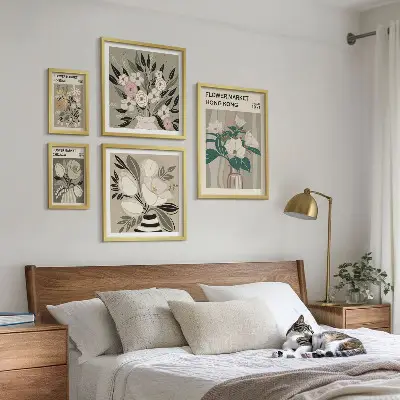 Zestaw obrazów dekoracja ścienna w stylu kwiatowych targów retro vintage