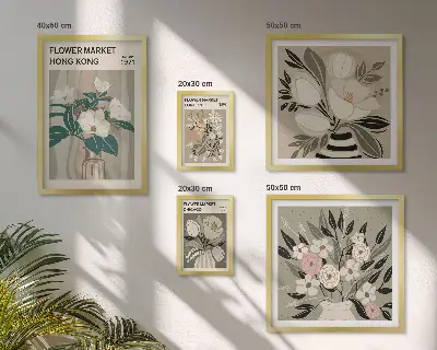 Zestaw obrazów dekoracja ścienna w stylu kwiatowych targów retro vintage