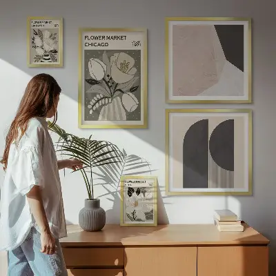 Zestaw obrazów w ramie do galerii ściennej Stylowe kwiatowe kompozycje