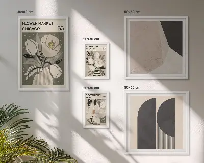 Zestaw obrazów w ramie do galerii ściennej Stylowe kwiatowe kompozycje
