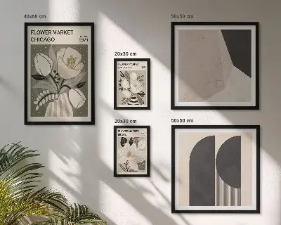 Zestaw obrazów w ramie do galerii ściennej Stylowe kwiatowe kompozycje