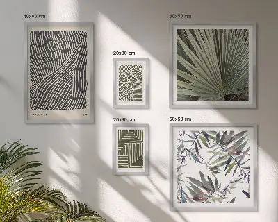 Galeria obrazów na ścianę z minimalistycznymi roślinnymi wzorami