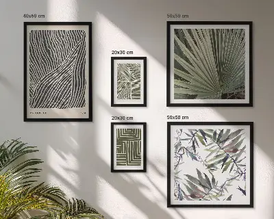 Galeria obrazów na ścianę z minimalistycznymi roślinnymi wzorami