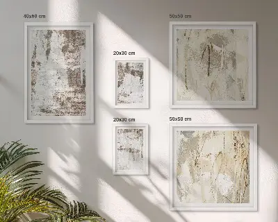 Zestaw obrazów w ramie do galerii ściennej abstrakcyjne kompozycje w neutralnych kolorach