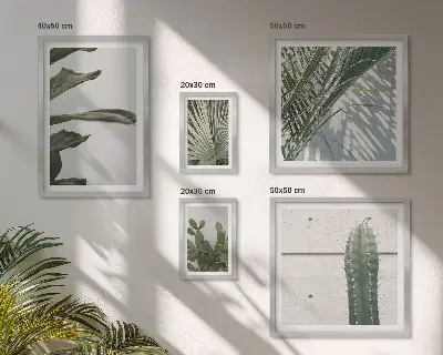 Galeria obrazów na ścianę z nowoczesnymi roślinnymi akcentami