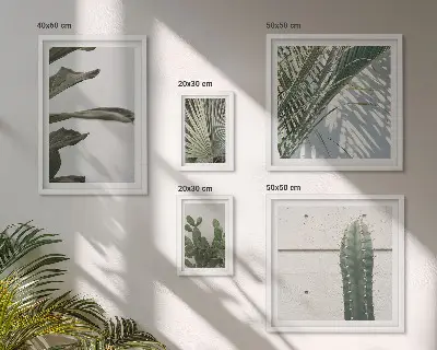 Galeria obrazów na ścianę z nowoczesnymi roślinnymi akcentami