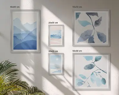 Zestaw obrazów dekoracja ścienna natura błękit minimalistycznie