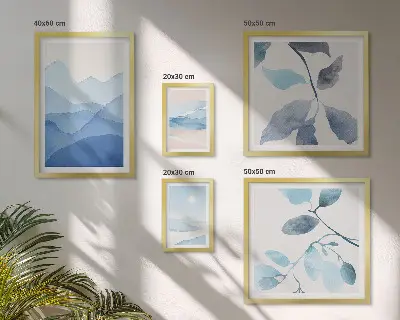 Zestaw obrazów dekoracja ścienna natura błękit minimalistycznie