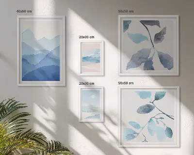 Zestaw obrazów dekoracja ścienna natura błękit minimalistycznie
