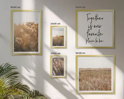 Galeria obrazów na ścianę z motywem naturalnych pejzaży, kwiatów i sentencji