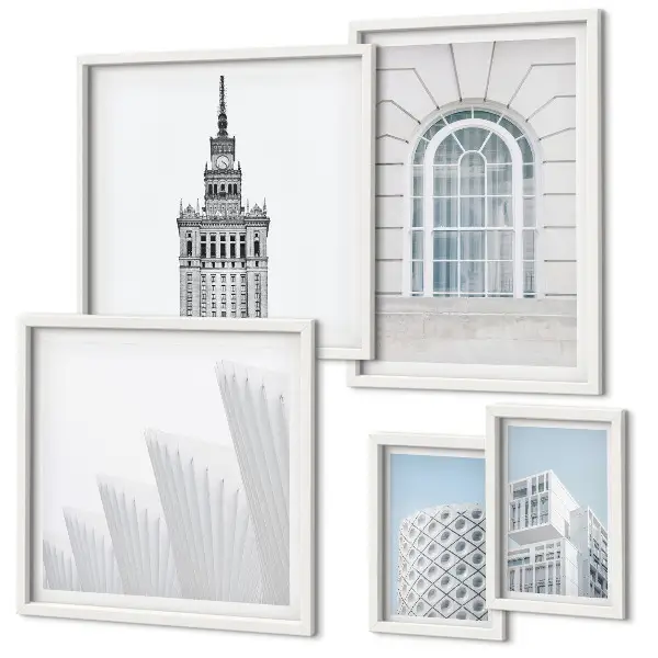 Zestaw obrazów ściennych nowoczesna grafika z motywem minimalizmu w architekturze