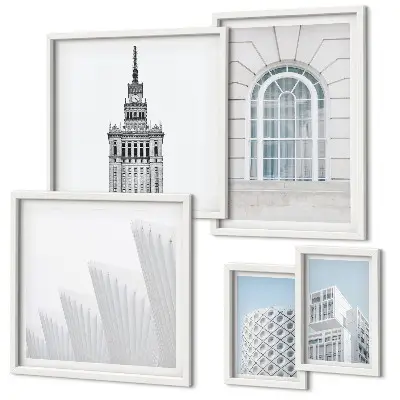 Zestaw obrazów ściennych nowoczesna grafika z motywem minimalizmu w architekturze