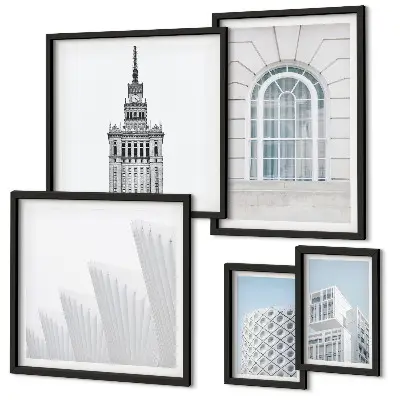 Zestaw obrazów ściennych nowoczesna grafika z motywem minimalizmu w architekturze