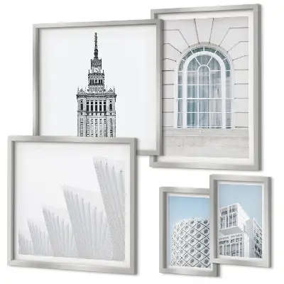 Zestaw obrazów ściennych nowoczesna grafika z motywem minimalizmu w architekturze