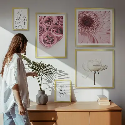 Dekoracja ścienna zestaw obrazów z motywem kwiatowe boho inspiracje