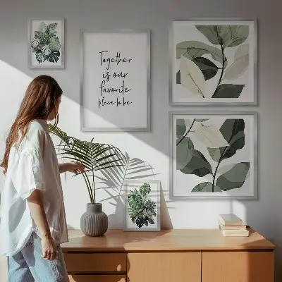 Zestaw 5 obrazów w ramie z motywem nowoczesnych roślinnych inspiracji