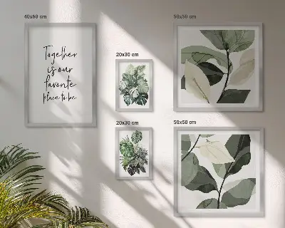 Zestaw 5 obrazów w ramie z motywem nowoczesnych roślinnych inspiracji