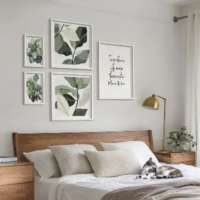 Zestaw 5 obrazów w ramie z motywem nowoczesnych roślinnych inspiracji