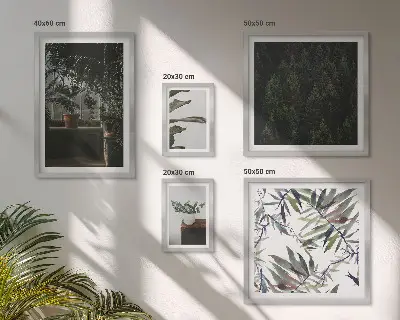 Galeria obrazów na ścianę zielona oaza z motywami roślinnymi