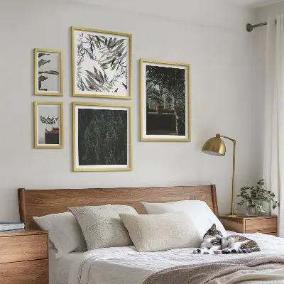 Galeria obrazów na ścianę zielona oaza z motywami roślinnymi