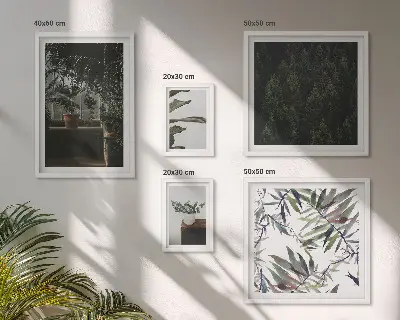 Galeria obrazów na ścianę zielona oaza z motywami roślinnymi
