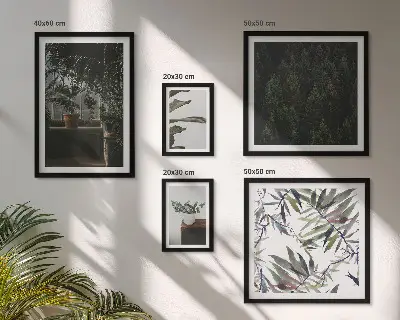 Galeria obrazów na ścianę zielona oaza z motywami roślinnymi