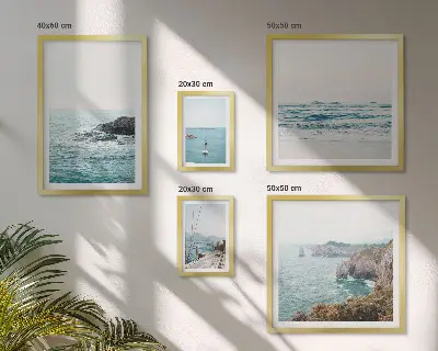 Zestaw obrazów w ramie do galerii ściennej spokojne morskie widoki z plażami i klifami