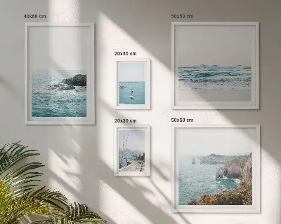 Zestaw obrazów w ramie do galerii ściennej spokojne morskie widoki z plażami i klifami