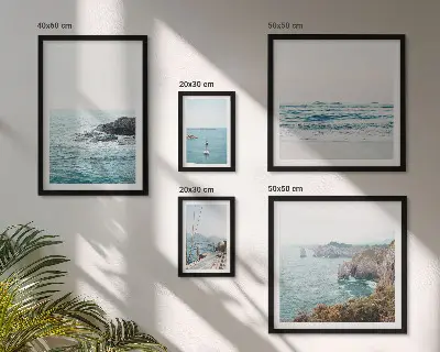 Zestaw obrazów w ramie do galerii ściennej spokojne morskie widoki z plażami i klifami