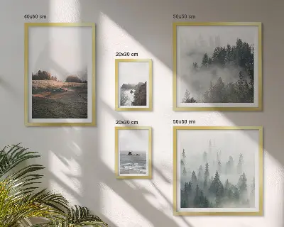 Zestaw 5 obrazów w ramie z motywem naturalnych gór i widoków morza