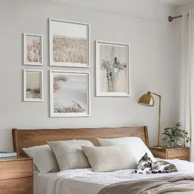 Zestaw 5 obrazów w ramie stylowe dekoracje z motywem natury w stylu minimalistycznym
