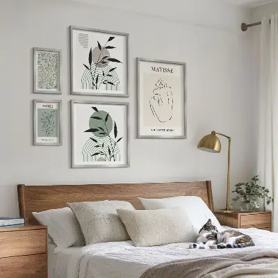 Zestaw obrazów w ramie do galerii ściennej stylowe roślinne grafiki
