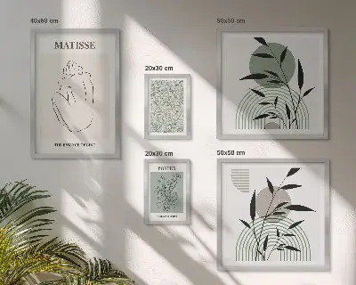 Zestaw obrazów w ramie do galerii ściennej stylowe roślinne grafiki