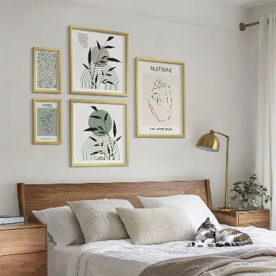 Zestaw obrazów w ramie do galerii ściennej stylowe roślinne grafiki