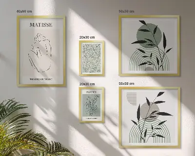 Zestaw obrazów w ramie do galerii ściennej stylowe roślinne grafiki